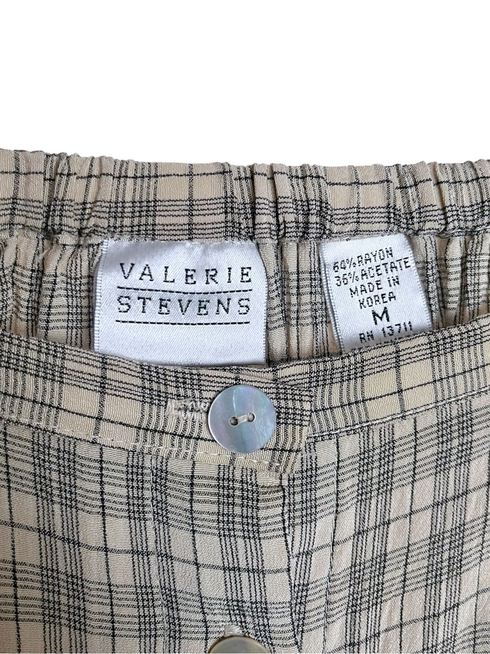 Valerie Steven’s Vintage 90’s Plaid Windowpane Print Button Front Midi Skirt - Picture 6 of 6